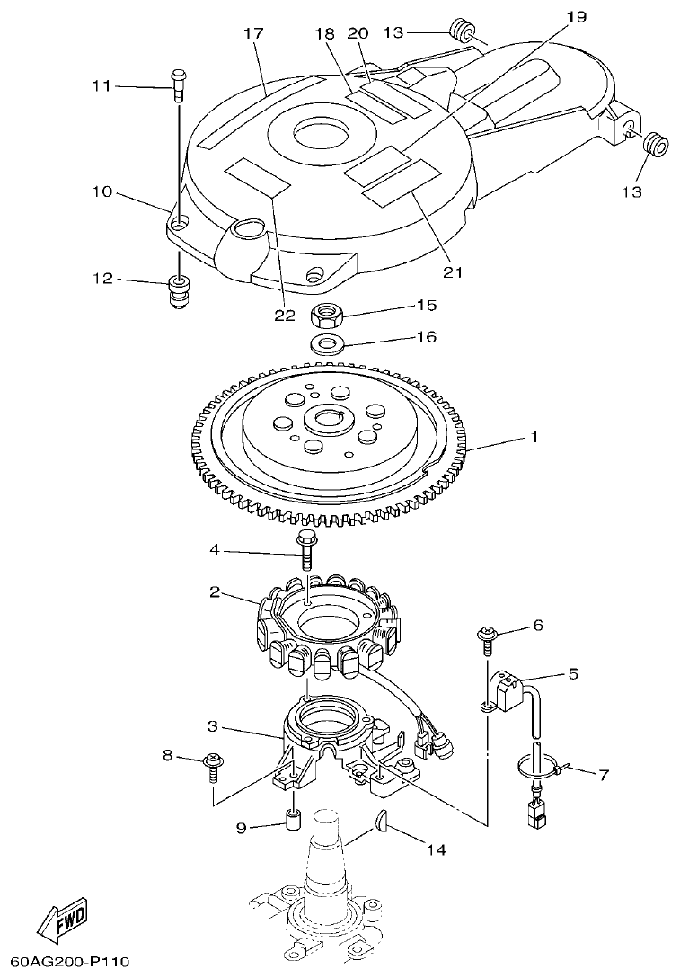 Yamaha F50DET, FT50CET GENERATOR parts diagram